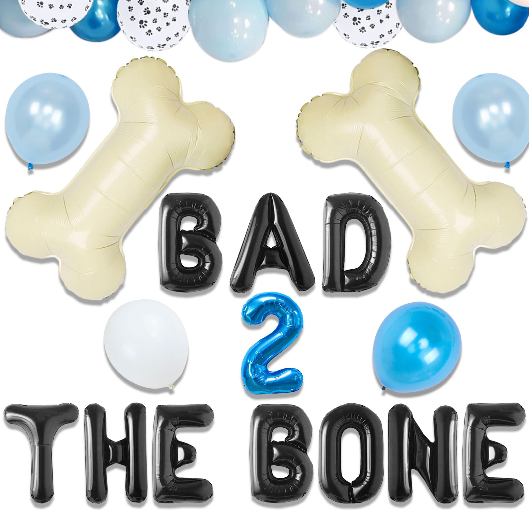 LaVenty Dog 2nd Birthday Party Decorations Bad 2 the Bone Balloons Bad Two The Bone Party Decorations Puppy Dog Birthday Decoration Party Supplies