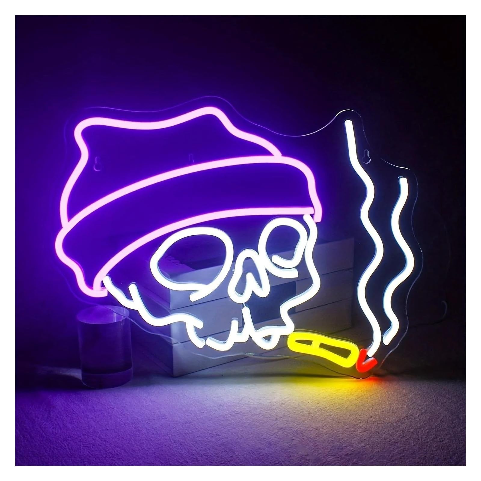 LEMST Signs Lamp Skeleton Neon Sign Skull Light Dimmable for Home Living Room Birthday Club Bar Party Game Room Wall Decoration USB Lamp 42cmx31cm
