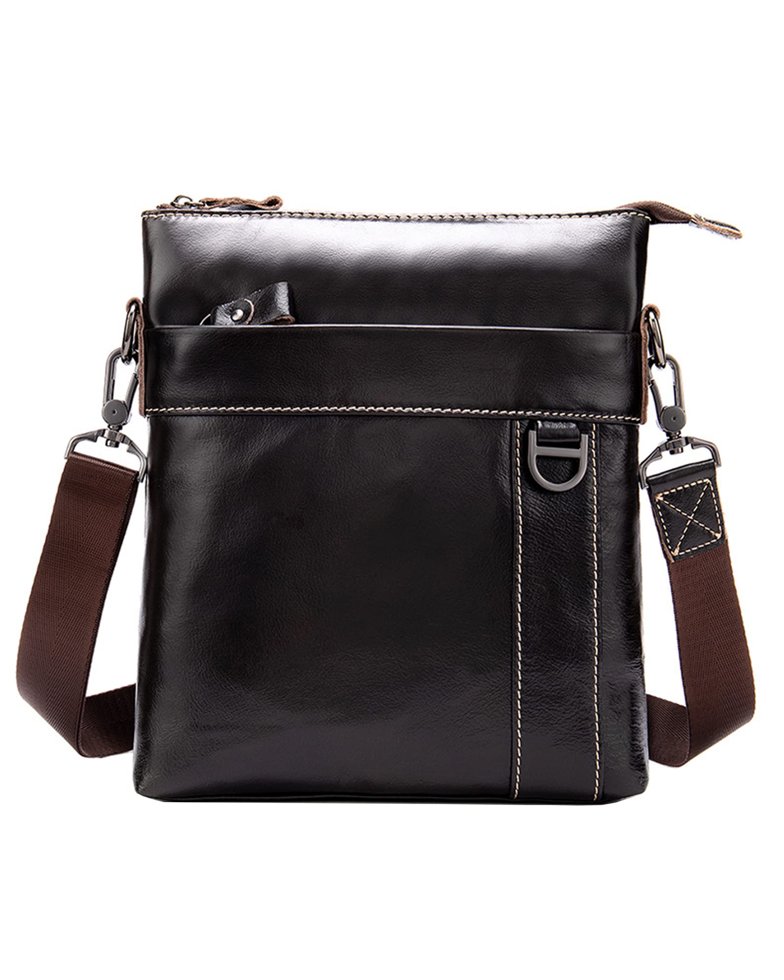 Shoppers Y Bolsos De Hombro Hombre Casual Primera Capa de Piel de Vaca Negocio Bolsos Café marrón