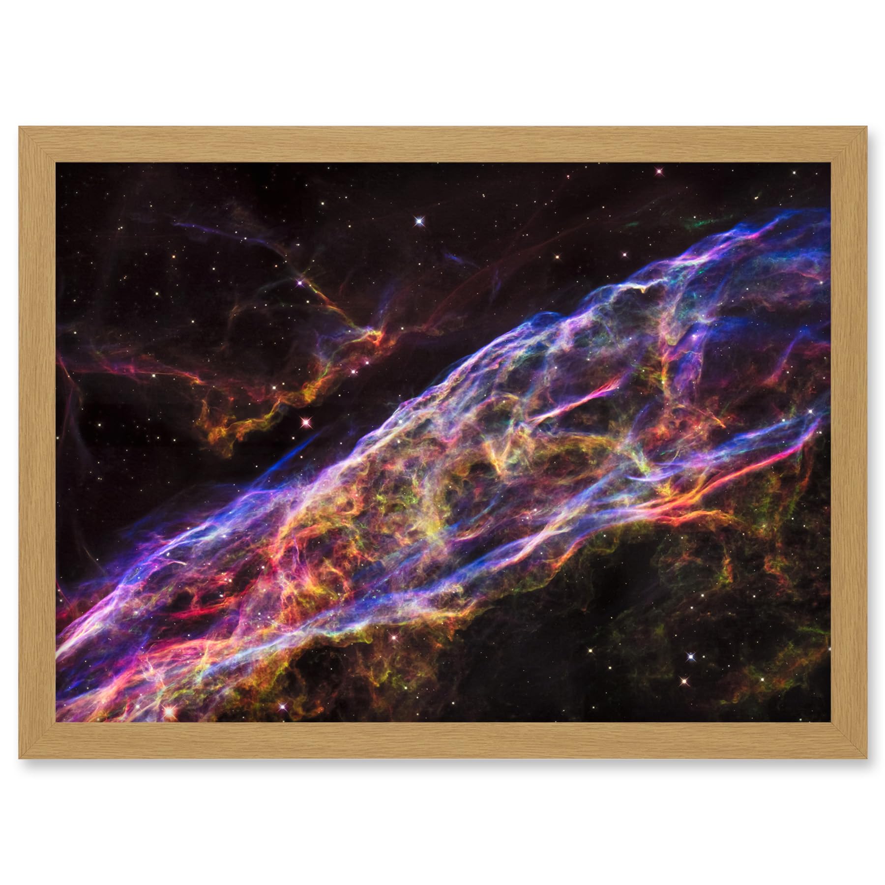 Artery8 Hubble Space Telescope Image Veil Nebula Supernova Remnant Blast Wave Stunning Massive Star Debris Remains Artwork Framed A3 Wall Art Print