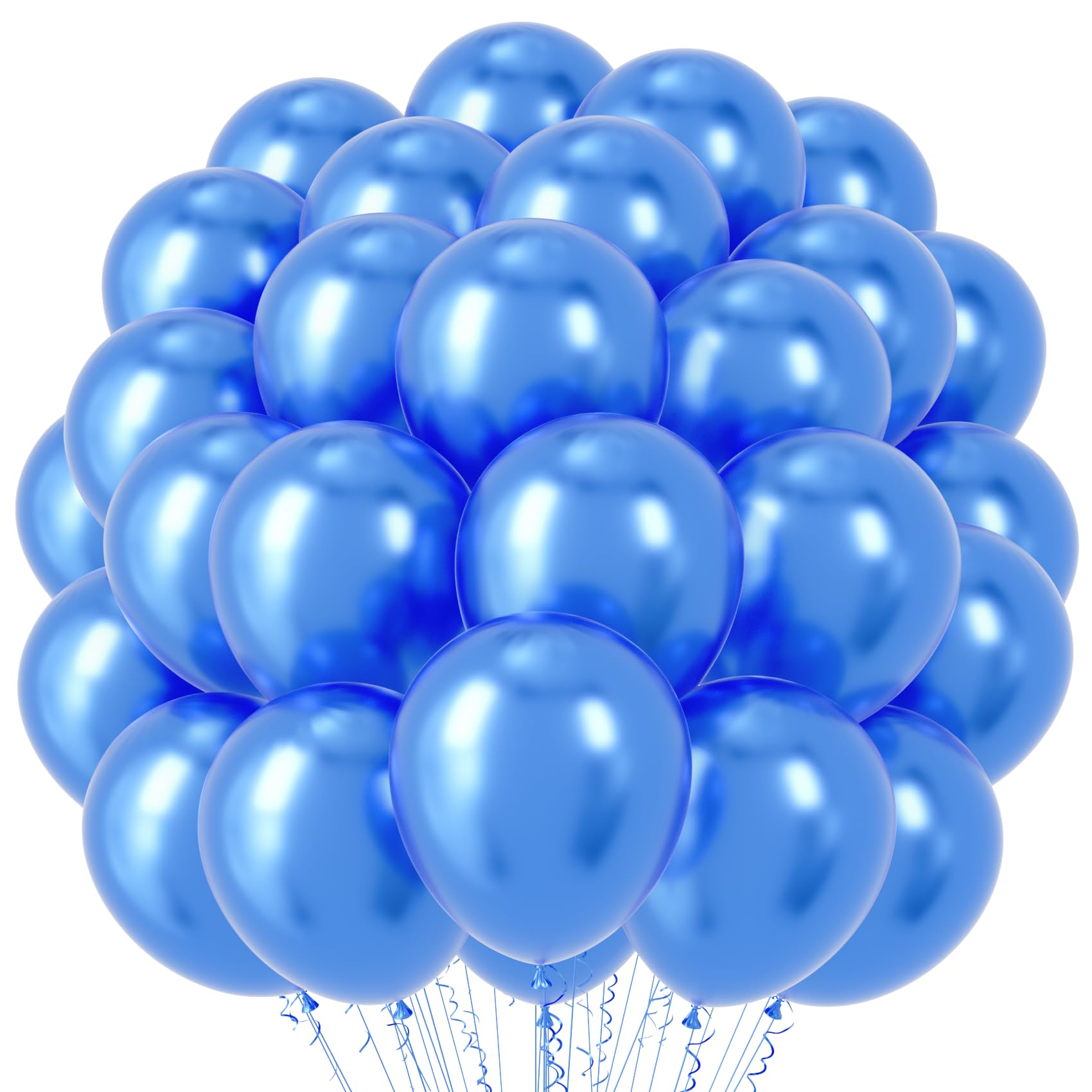 Voircoloria 66pcs Metallic Blue Latex Party Balloons, 12inch
