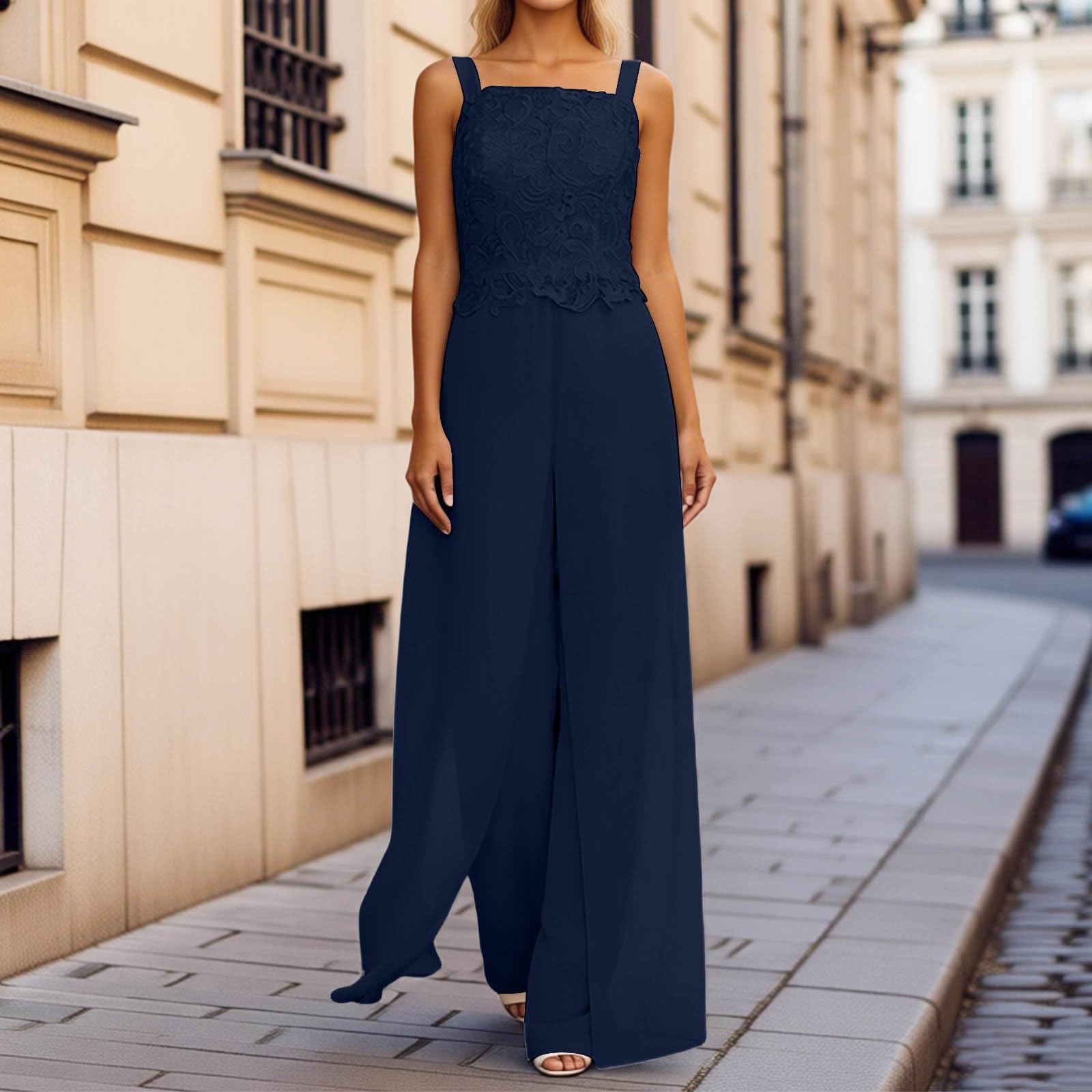 Elegante Conjunto de Piezas con Encaje para Novia y Ocasiones de Noche con Diseño en Capas y Gasa Sofisticada
