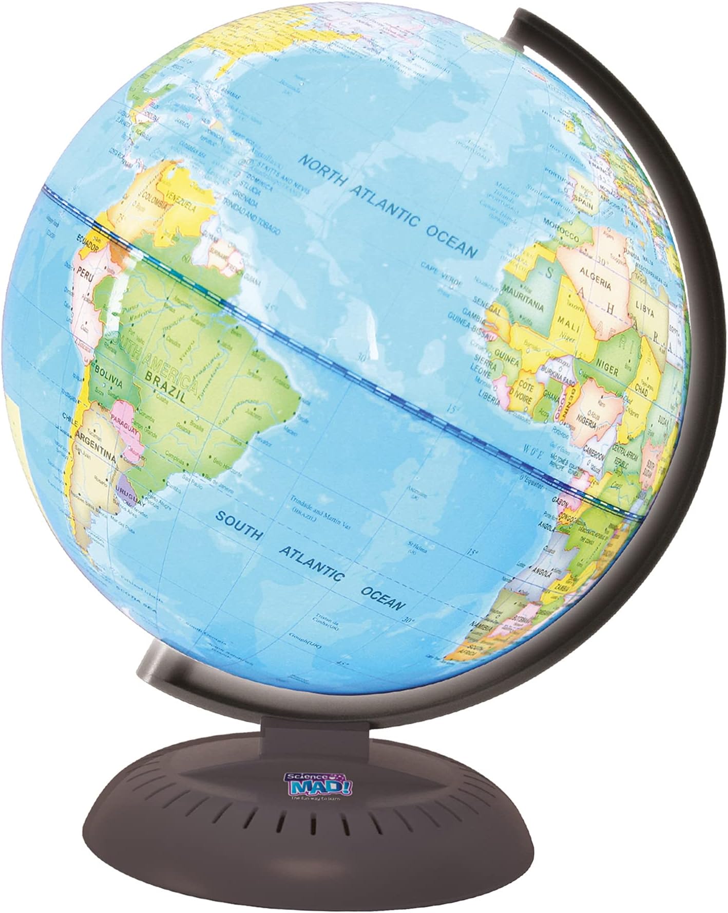 Science Mad - Light Up Globe For Kids - Learn About Planet Earth With Fun - Features Day and Night Settings, Arc Mount, Earth Rotation, 20cm Diameter, 6+ years