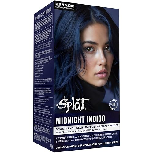 Splat Midnight Indigo Vegan and Cruelty-Free Semi-Permanent Hair Color Dye, 6 Fl Oz