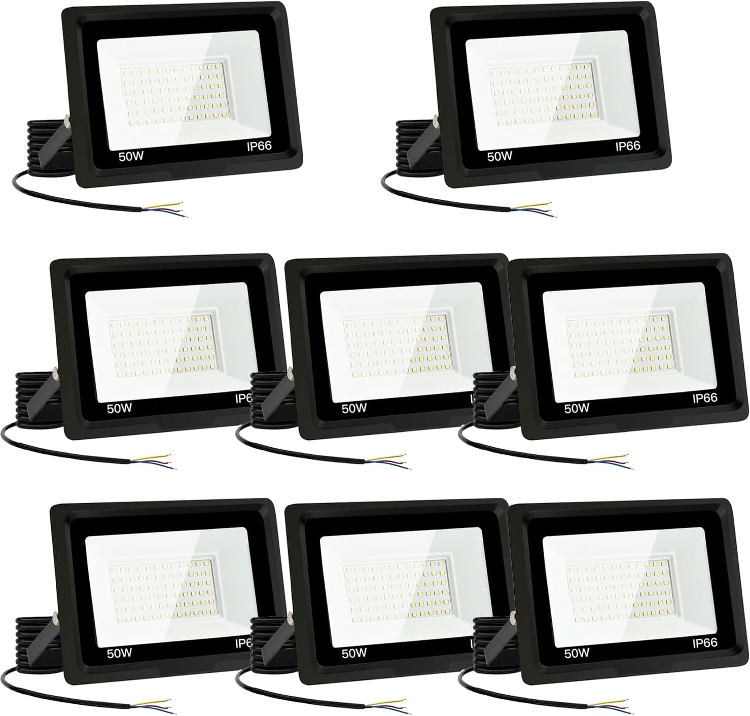 Focos LED Exterior 50W Proyector LED Exterior 5000LM IP66 Impermeable Foco Proyector LED 3500K Blanco Frío Floodlight para Casa, Garaje, Patio, Terraza, Campo (8pcs)