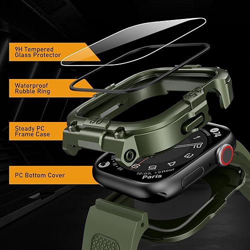 Miniatura 2 de Mosonio Caja Deportiva Resistente con Correa para Apple Watch Banda 46mm 45mm 44mm 42mm (S11S10)41mm 40mm, Correas Ligeras de TPU con Cubierta y