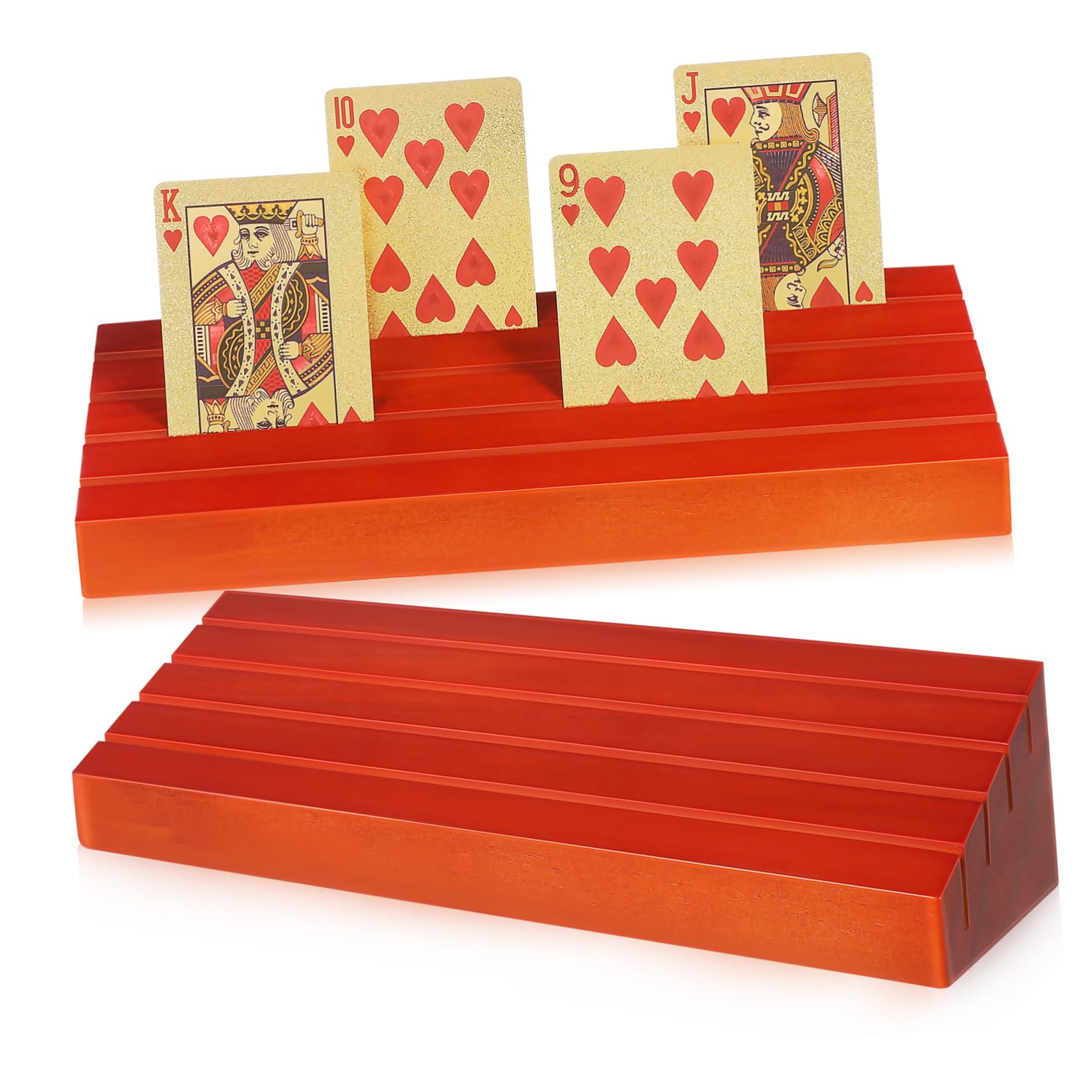 Soporte de Madera para Naipes 2 Piezas Base de Mesa Marrón | Juego para Cartas, Presentación Vertical, Acceso Rápido, Uso en Partidas y Reuniones