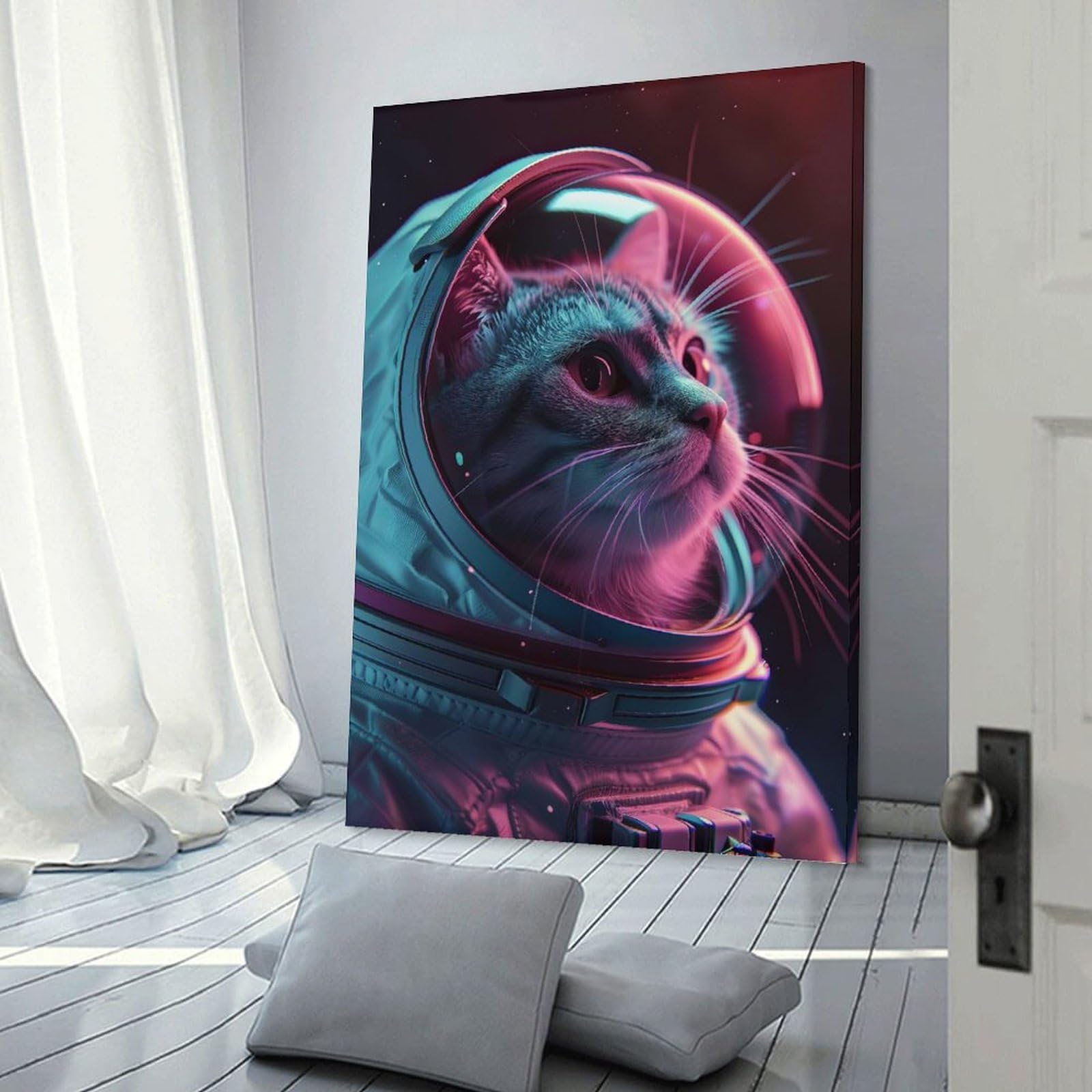 Junmoney Decorative Wall Artwork Scottish Fold, 24x36inch(60x90cm), for Calm Bedrooms, Home Corners Or Flats, An Easy Wall Refresh for Bedrooms