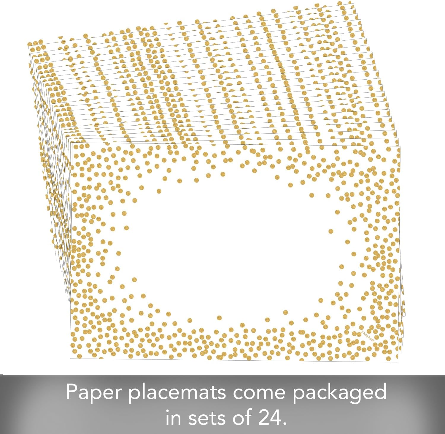 CounterArt Gold Confetti 24 Premium Paper Placemats Made in The USA 17" x 11" Recyclable, Table Decoration, Easy Clean Up
