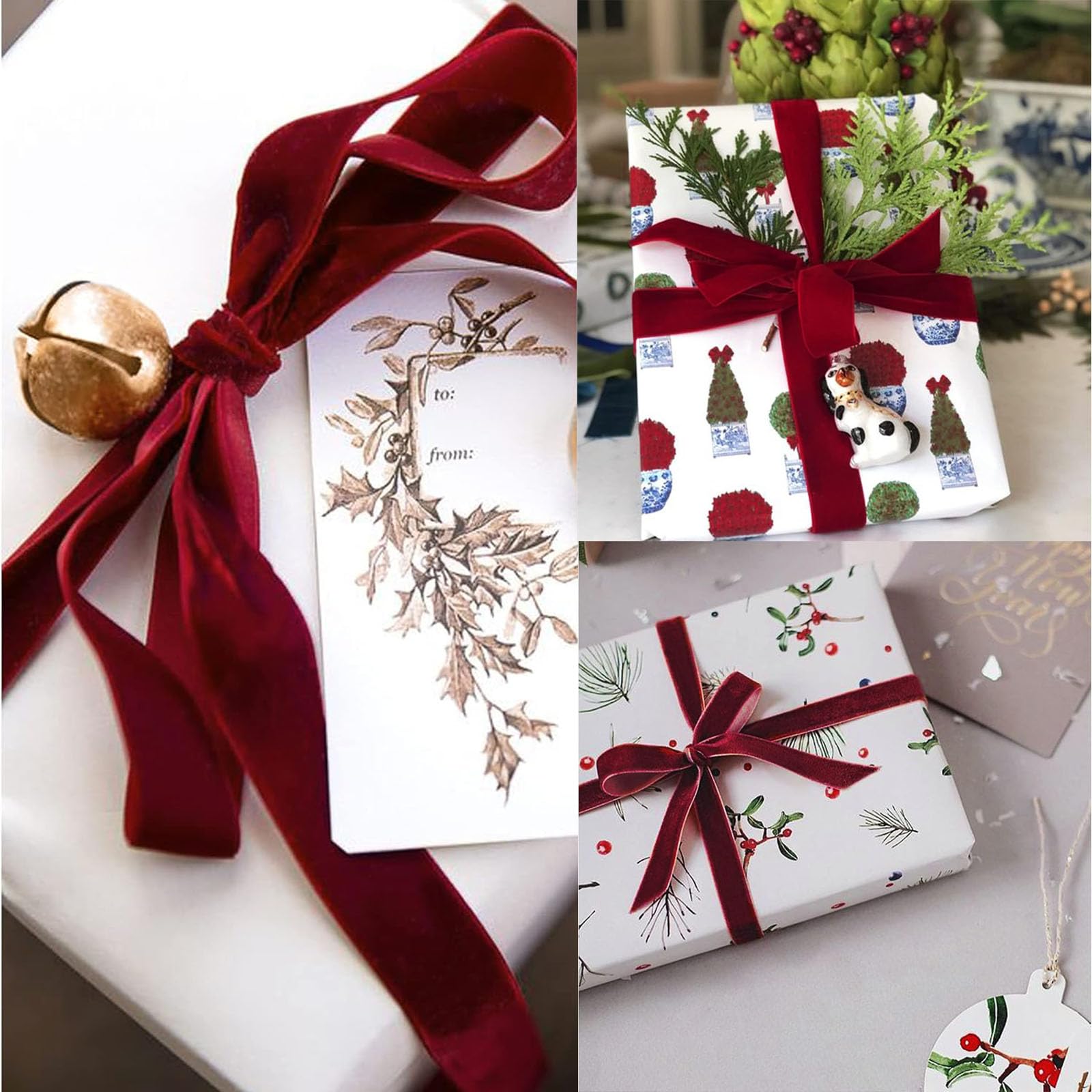 Velvet Ribbon, 25mm X 18m Red Velvet Ribbon, Red Ribbons for Gift Wrapping Used for Gift Packaging Floral Wreath Decoration - Image 4