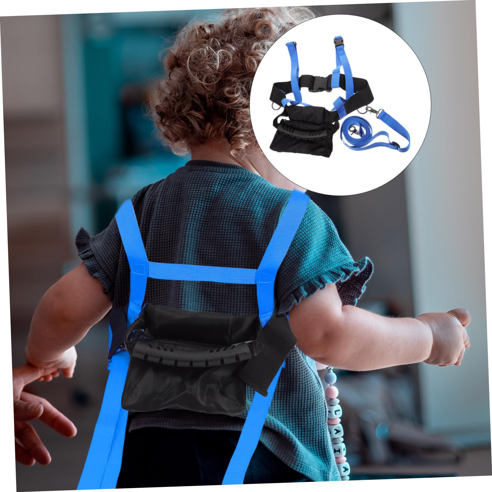 Harnais de Ski pour Garçon et Filles, Sangle Réglable en Nylon et Polyester, Bleu, pour Patinage et Ski, Maintien D'équilibre