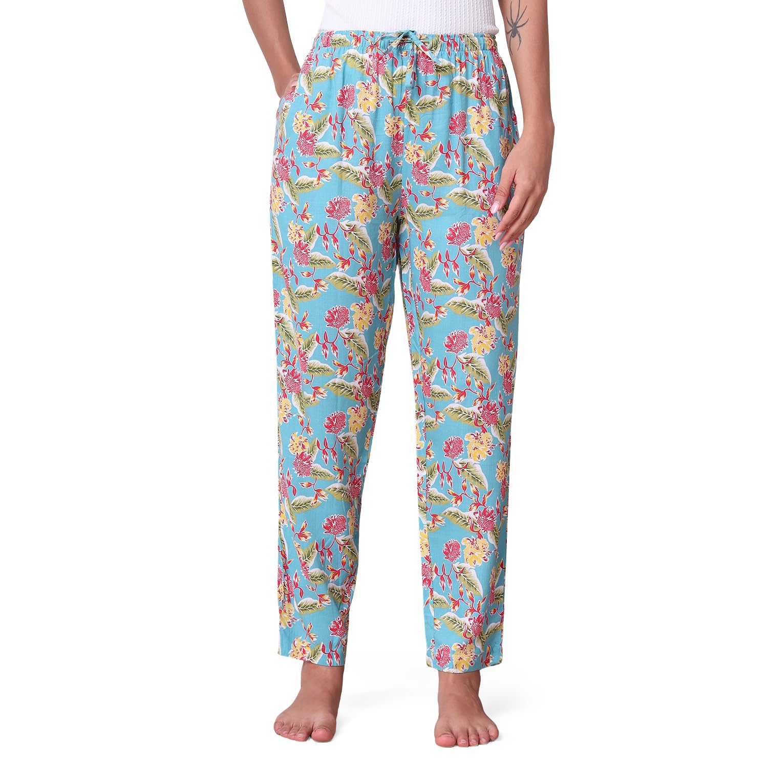 urban scottish Women Floral Printed Pyjama with Side Pockets-picture-50