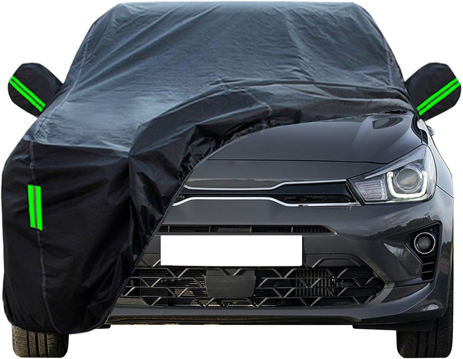 WOLWES Waterproof Car Cover Suitable for 2005-2023 Kia Rio 1/2/3/CRDi/EcoDynamics/MHEV/SR7/T-GDi,Hail protector car cover,Outdoor full coverage rain, sun and UV protection(Rio MHEV)