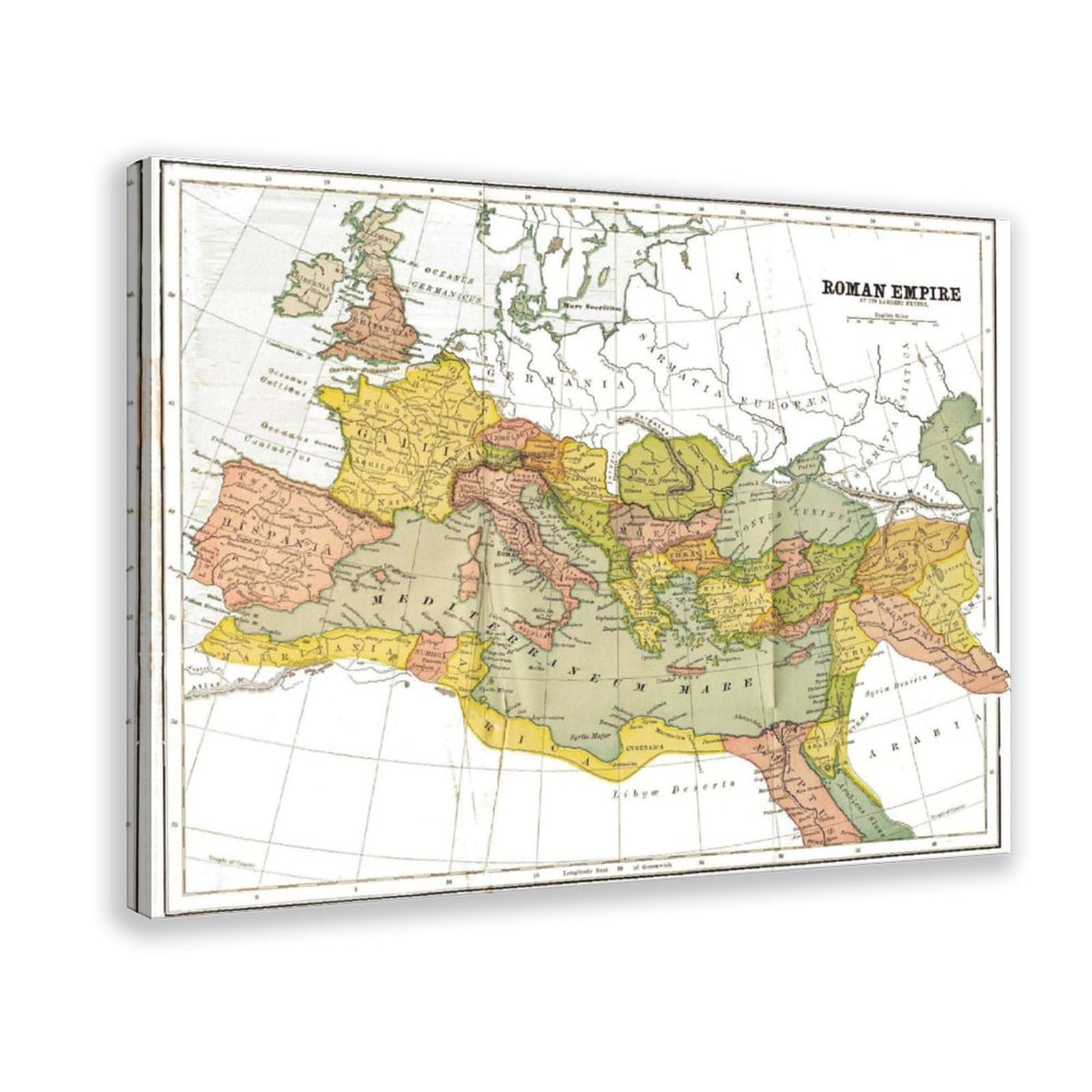 Piank Frame Map Of The Roman Empire Canvas Art Poster And Wall Art Picture Print Modern Family Bedroom Decor 16X24inch(40X60cm)
