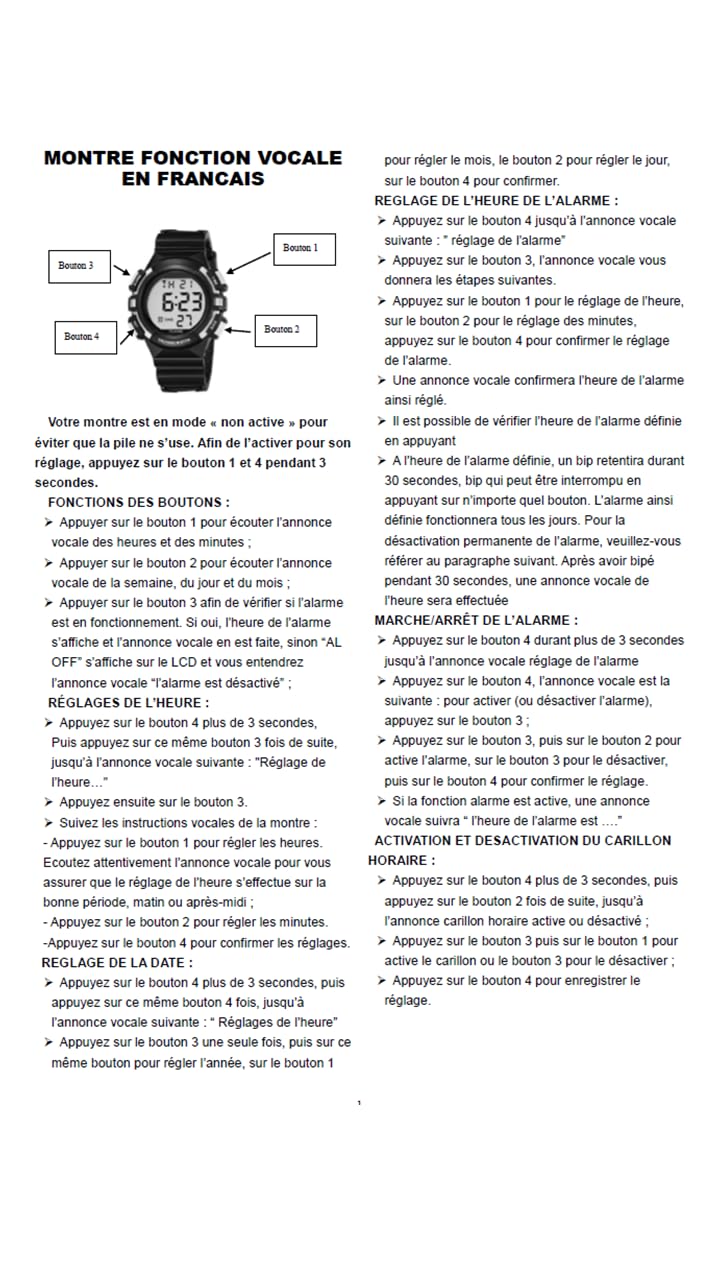 Orologio Parlante STALK 1 – Voce chiara – Data/Ora - Display Digitale – Allarme programmabile - Pulsante Singolo - Cinturino Comodo – Ideale per Anziani e Ipovedenti