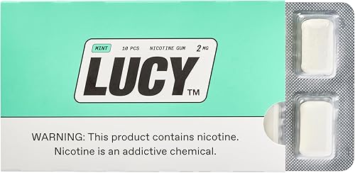 Lucy Goma de mascar de nicotina 2 mg, 100 unidades menta verde, alternativa a la nicotina Alta pureza, gran sabor, nicotina pura de 2 mg Discreta
