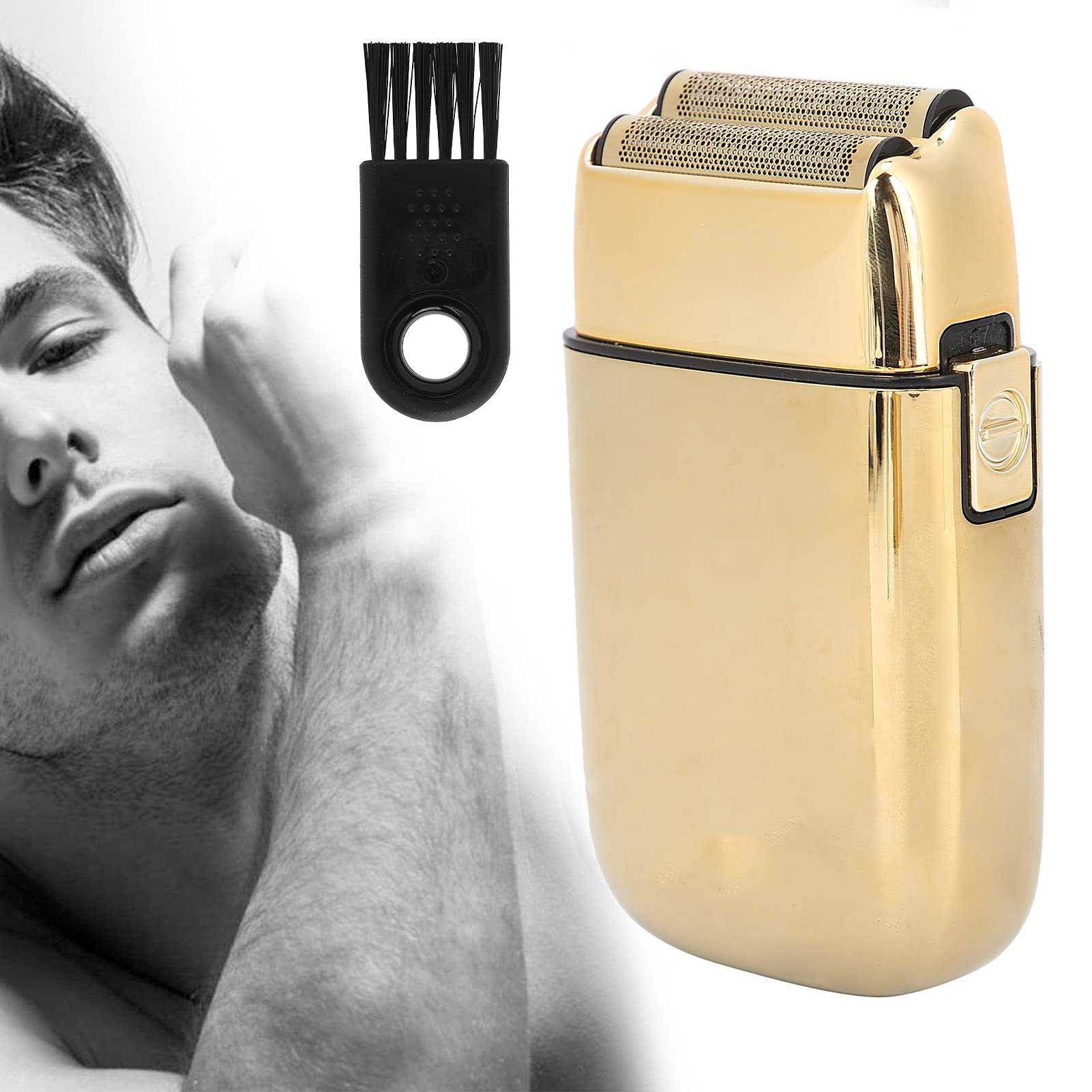 Herren Elektrorasierer Metall Doppelfolienrasierer Wasserdichter Elektrorasierer USB Wiederaufladbarer Kabelloser Elektrischer Rasierer Barttrimmer Golden