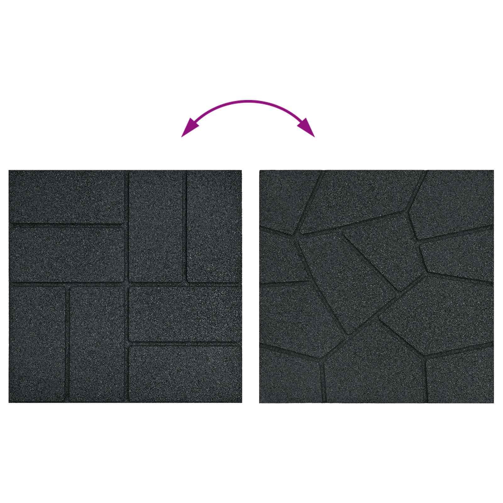 6 piedras de goma negra de 40,5 x 40,5 x 2 cm cuadradas con superficie antideslizante para senderos de jardín, borde de arriates, terrazas y exteriores