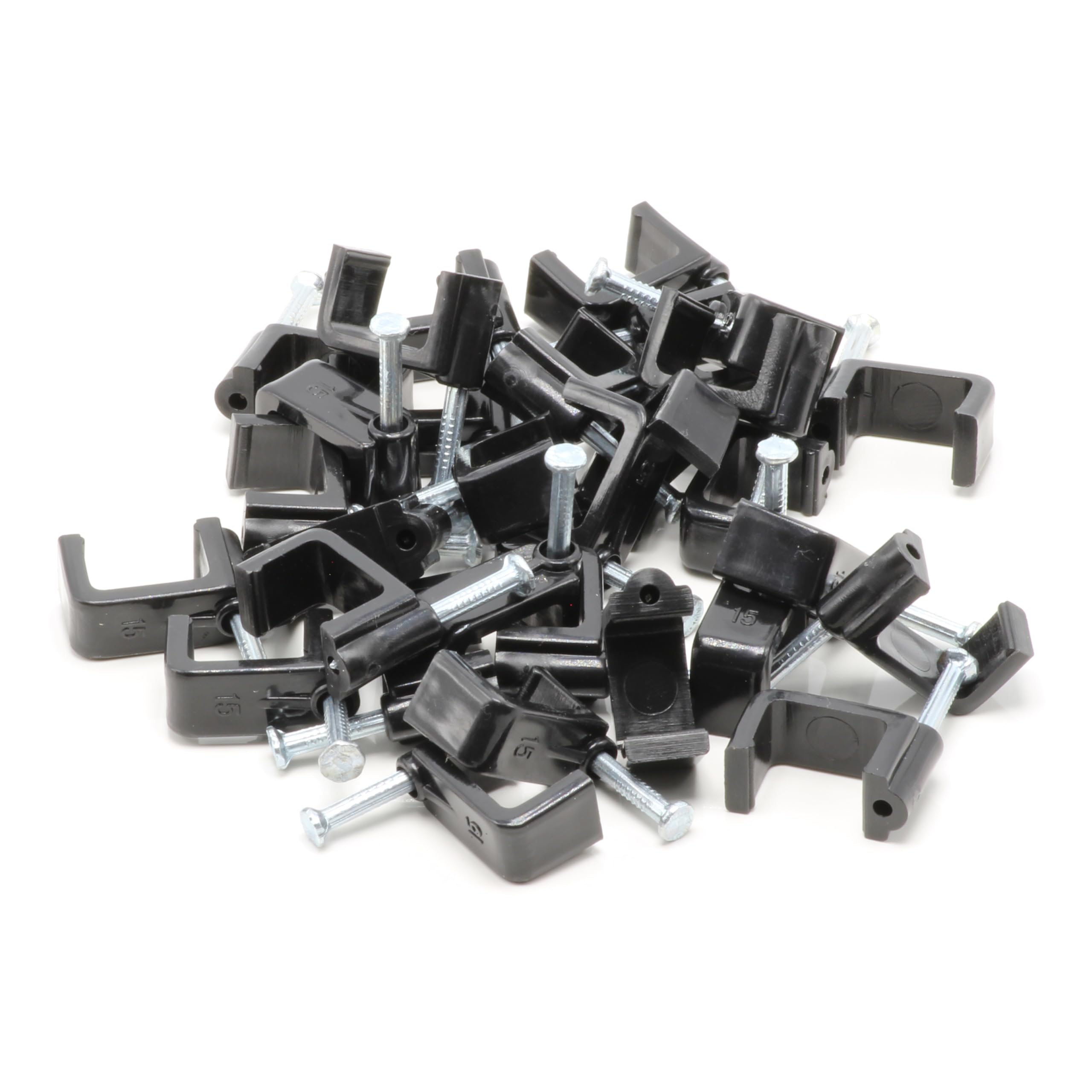 THE CIMPLE CO Dual Coaxial Cable Clips 1/2 in - Indoor/Outdoor Cable Fasteners for Coax, Ethernet, CAT, Wires, and Tubing - Twin Wire Clips with Nails 1/2 Inch (12 mm) - 50 PCS, Black