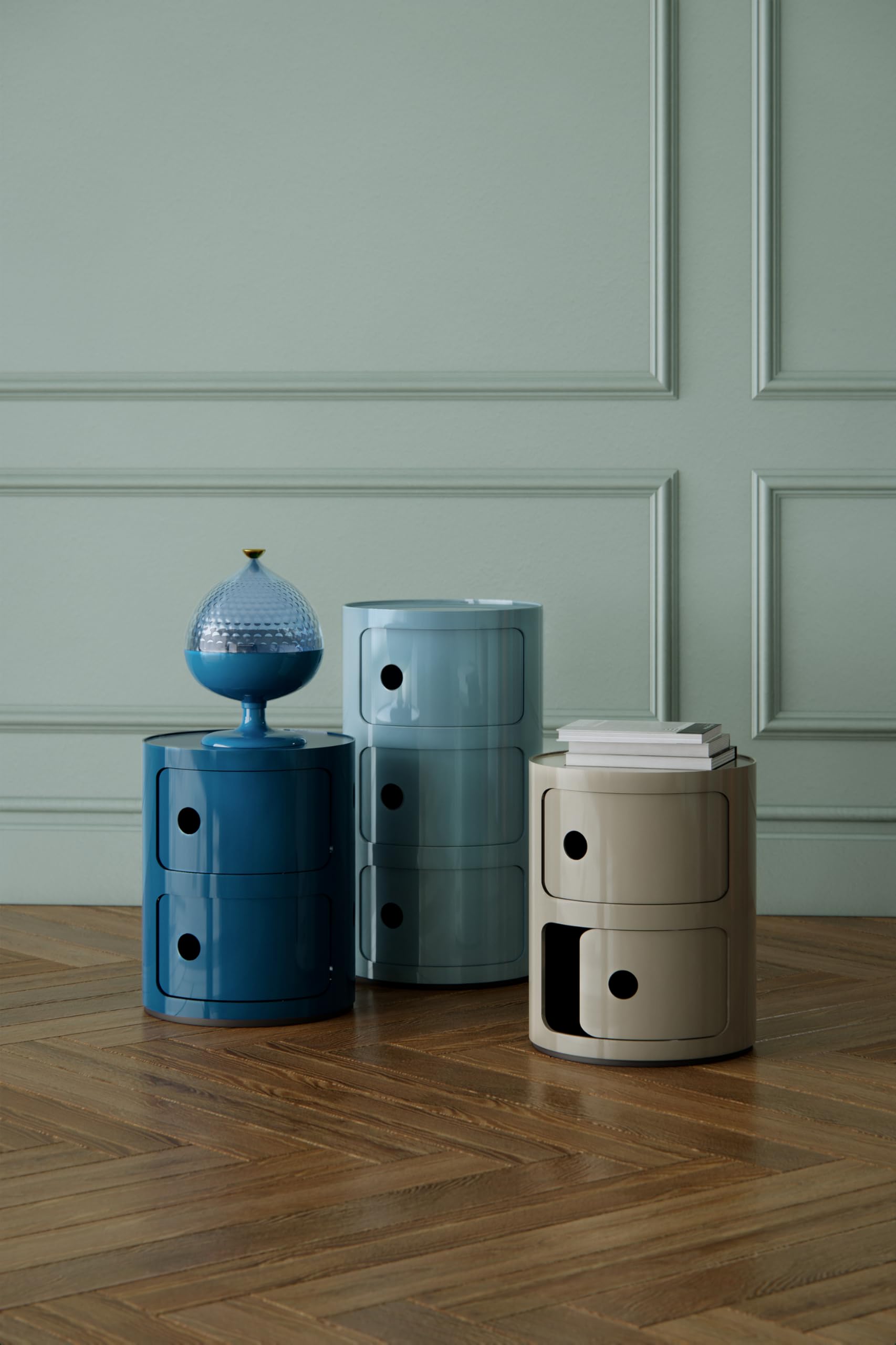 Kartell Componibili, Meuble Conteneur 3 éléments, Bleu Ciel