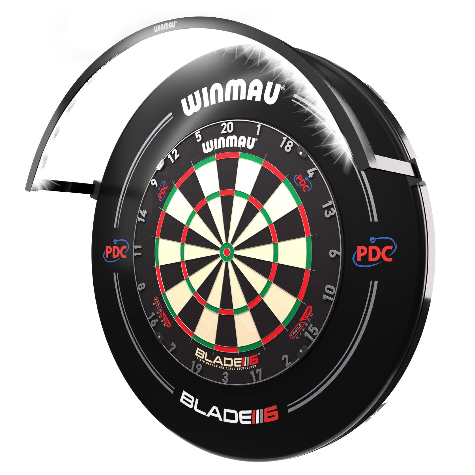 WINMAU Wispa Dartboard System & Accessories – Sound Reduction Dartboard System or Professional 1200 Lumen LED Dart Board Light | Magnetic Attachment Darts Light for Ultimate Darts Setup