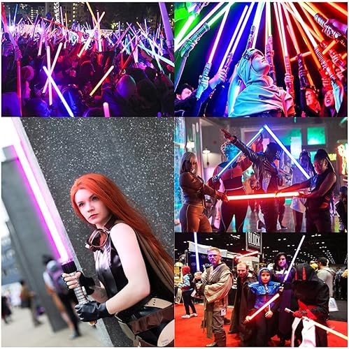 Vista 6 de Sable de luz RGB sables de luz de metal empuñadura FX Heavy Dueling Light Blade Eco suave Swing Base iluminada Revan Light Sword, Gris