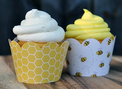 Miniatura 3 de Envoltorios para cupcakes de abeja de miel para revelación de género, fiestas de cumpleaños, despedidas de soltera, baby showers, o reuniones de