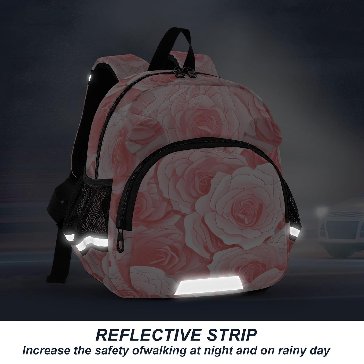 Pink Beautiful Rose Toddler Harness Backpack for Boys Girls 3-6 Years Kids Backpack with Anti Lost Safety Leash Baby Protection Backpack for Walking Preschool Travel