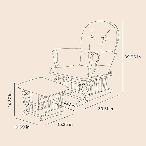 Miniatura 8 de Storkcraft - Mecedora y otomana con cojines acolchados con bolsillo de almacenamiento rodamientos de bolas de metal cerrados para un movimiento de