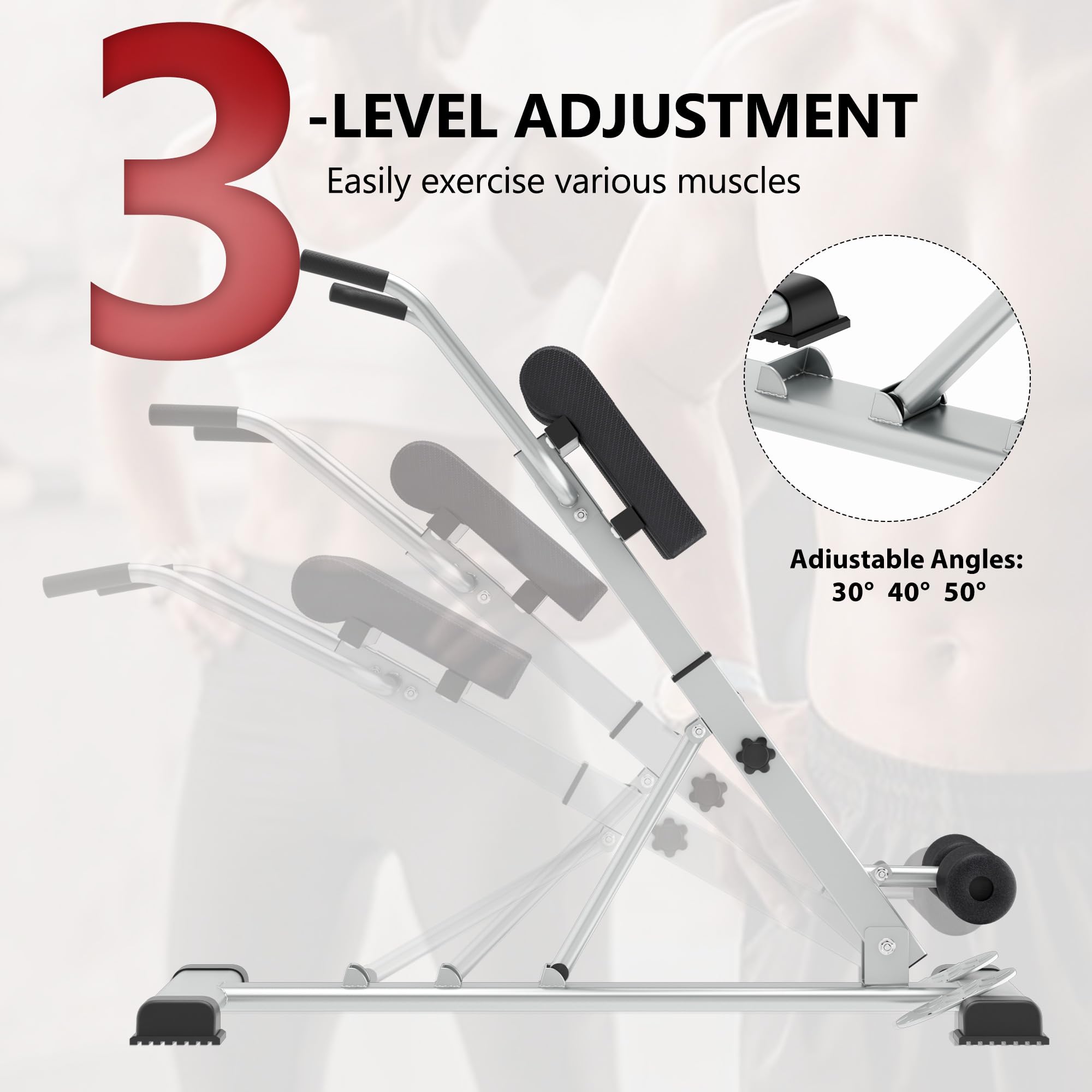 sogesfurniture Hyperextension per addominali e schiena, regolabile in altezza in 7 posizioni, pieghevole, panca romana, attrezzo per allenamento multifunzionale, per casa, fitness, fino a 100 kg