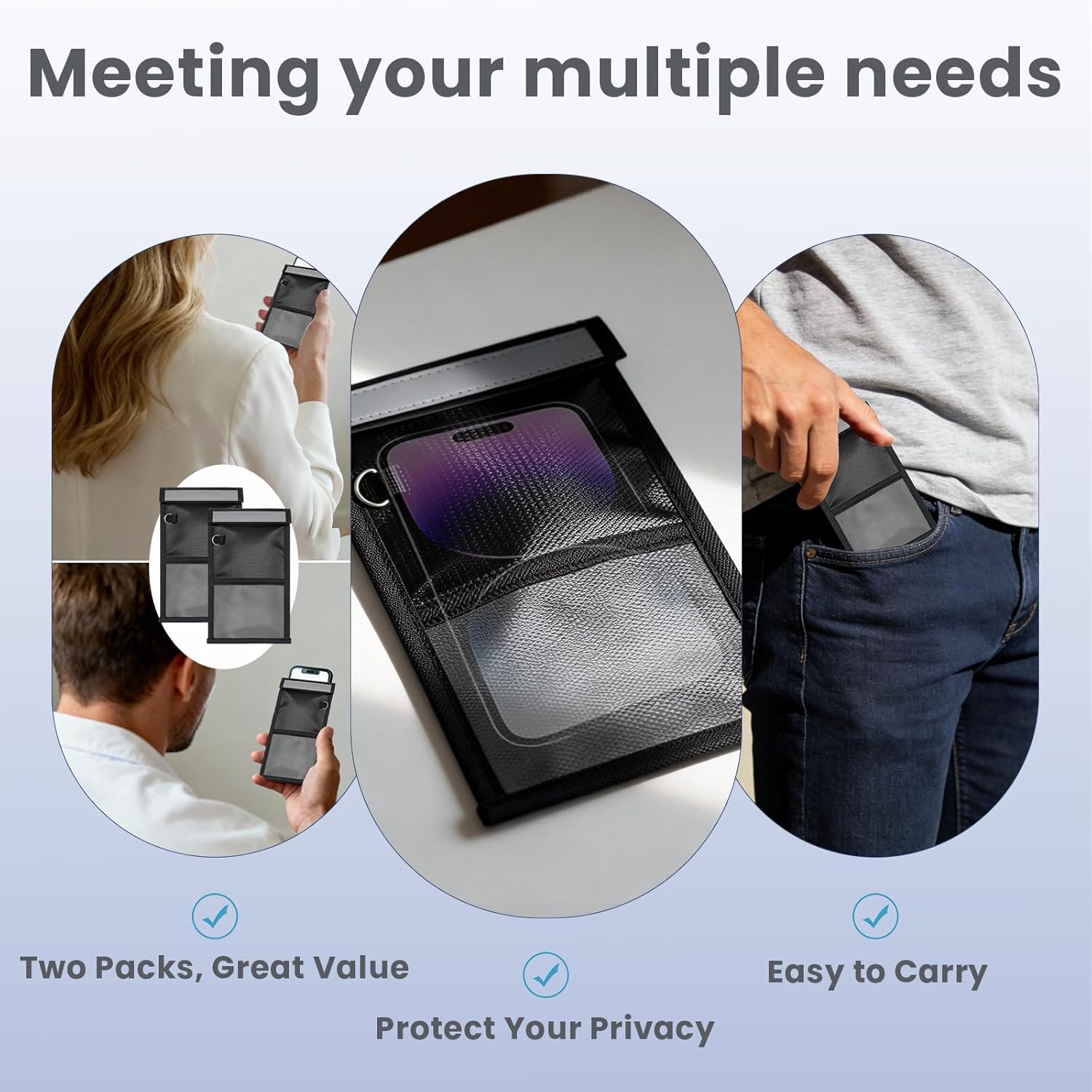 Faraday Bags for Phones 2 Pack, Faraday Bags, Anti-Hacking/Tracking Military Grade Faraday Phone Case, Fireproof & Waterproof Faraday Pouch for Cell Phones, NFC/WiFi/RFID/GPS Signal Blocking Bag - Image 6