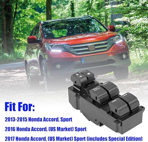 Miniatura 2 de Reemplazo del interruptor de ventana principal del lado del conductor delantero izquierdo para Honda Accord Sport 2013-2017 Reemplazar OE