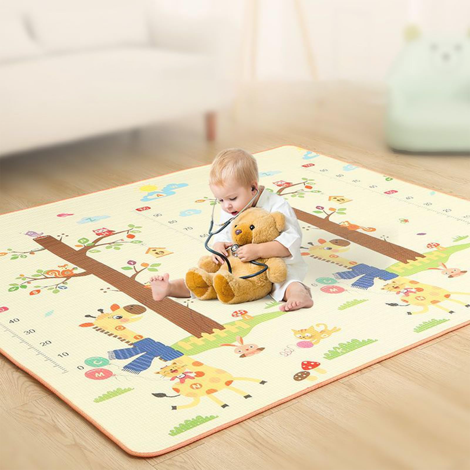Kinder-Spielteppich, waschbarer Klassenzimmer-Teppich, doppelseitig, interaktiv, für Klassenzimmer, Spielzeit, drinnen und draußen, Picknick, Kindergarten, Krabbeln, Training, Kindergarten