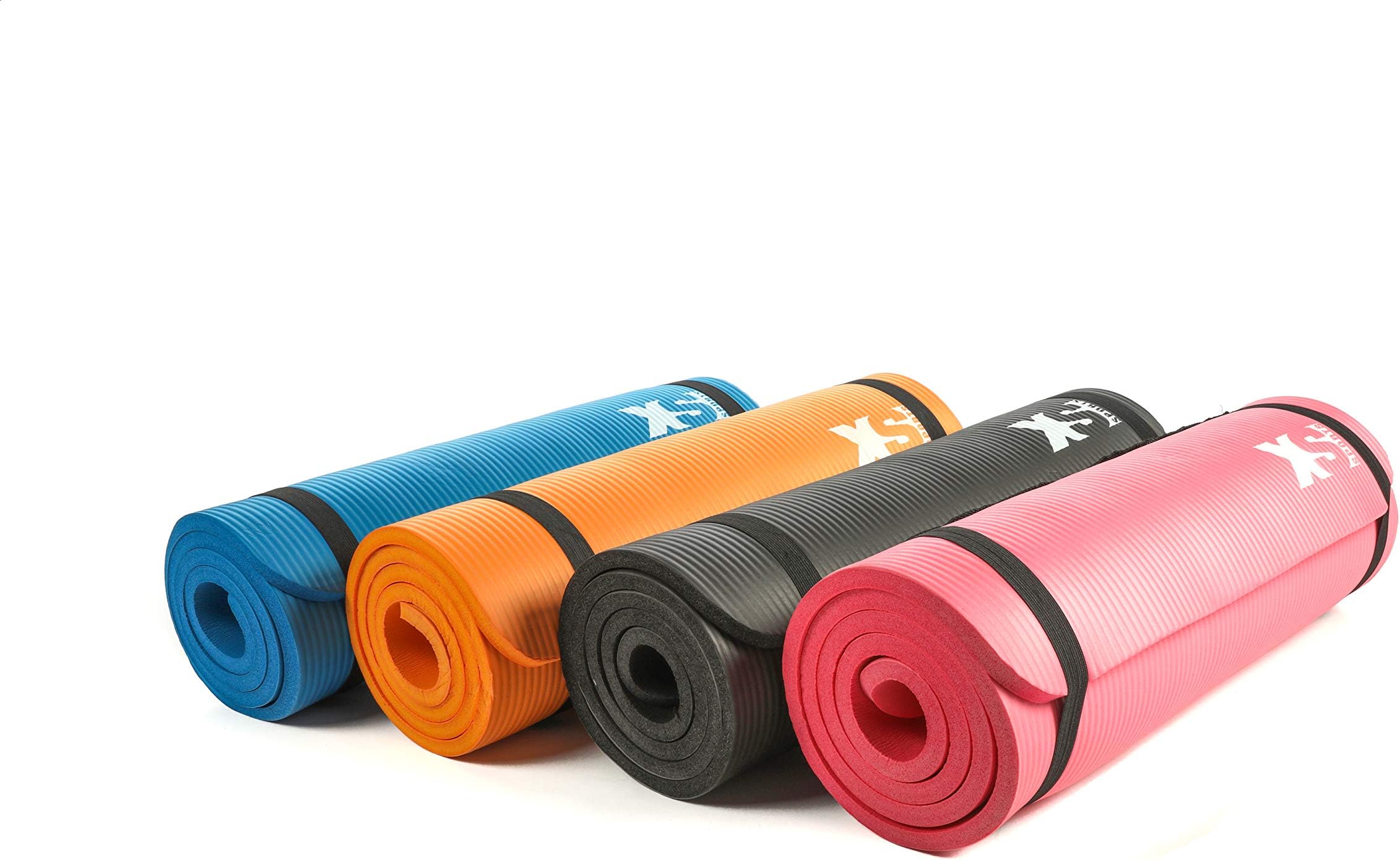 XS Sports Thick Yoga Exercise Mat - With Carrier Strap for Travel - Hot Design, Non Slip - Perfect for Fitness Workout, Pilates