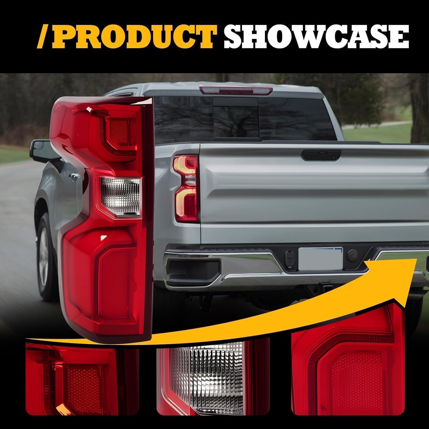 Left Tail Light Assembly Compatible with 2019-2023 Silverado 1500 2500HD 3500HD Driver Side Tail lamp Rear Brake Lamp Back light 84678149 GM2800311 (Left)