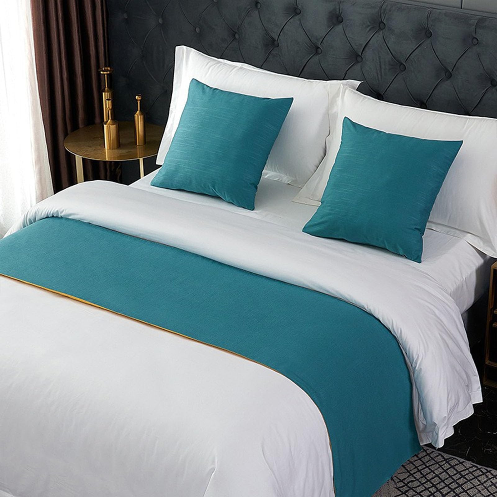 HFDJRWK Solid-color Modern Luxury Bedspread and Footboard Rug Suitable for Twin, Queen, and King Beds In Bedrooms and Hotels(2900-13,50 * 180cm)