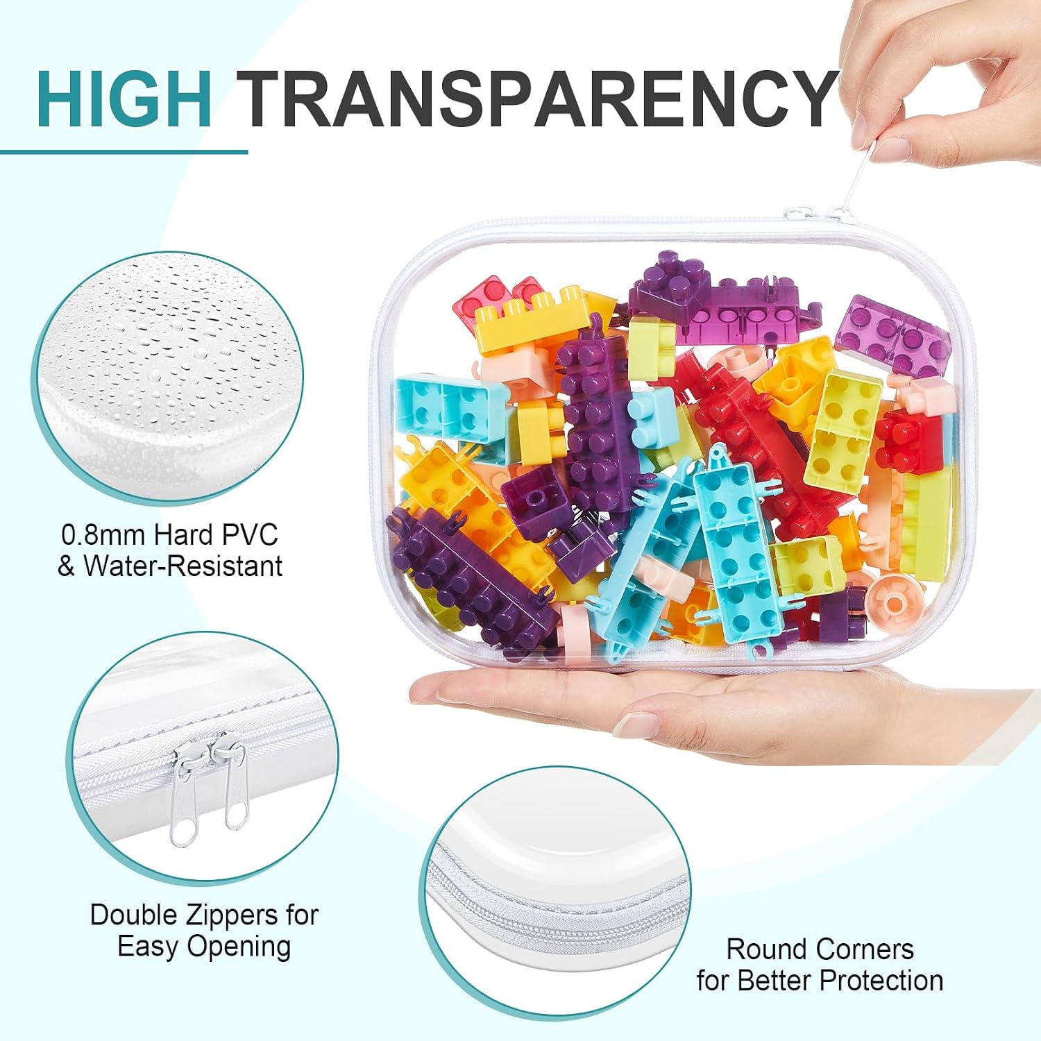 Ceenna 2 Pcs Clear Hard Shell Zipper Case Pouches Plastic Makeup Bags Pencil Case Organizer Diaper Bag Pouches Clear Travel Toiletry Bag for Women(7.87 x 5.91 x 1.97 Inch)