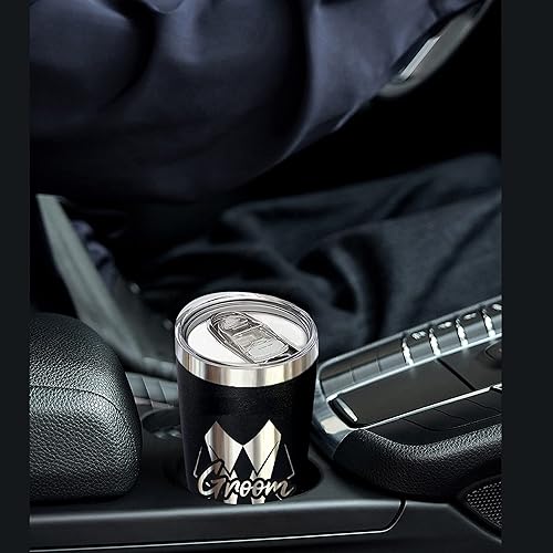 Miniatura 10 de LADY&HOME Juego de 7 vasos de novio y padrinos de boda con tapa y pajilla, vaso de acero inoxidable 20Z con aislamiento al vacío para propuesta de