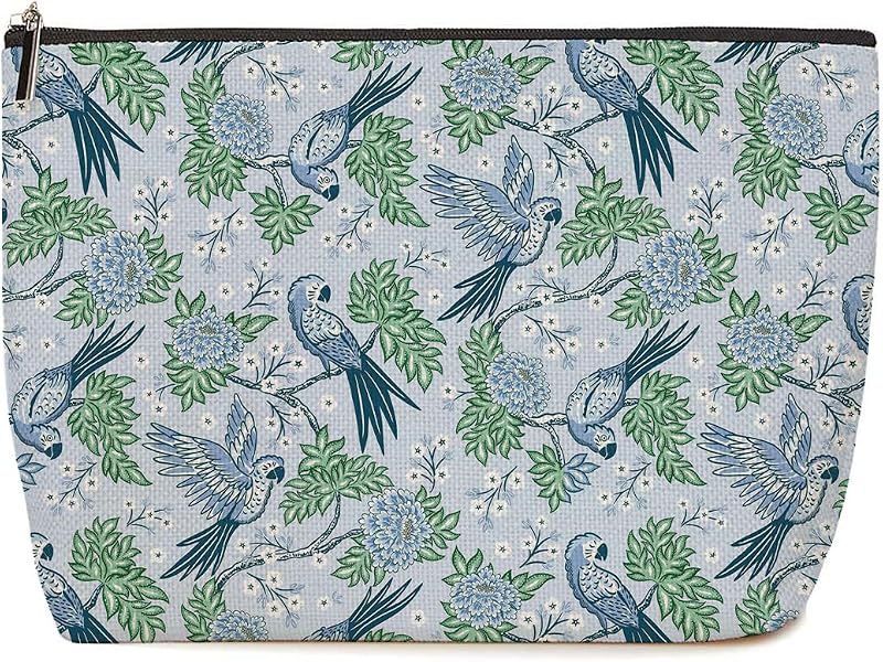 Necessaire de maquiagem Lovdazzles com estampa floral de papagaio, fechamento com zíper, Multicolor 1899