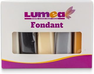 Dekozauber24 Fondant icing multipack, 5 colors, 3.5oz (100g) rolled fondant per color, for cakes, cupcakes and figurines in white, black, cream, silver and golden caramel (Basics)