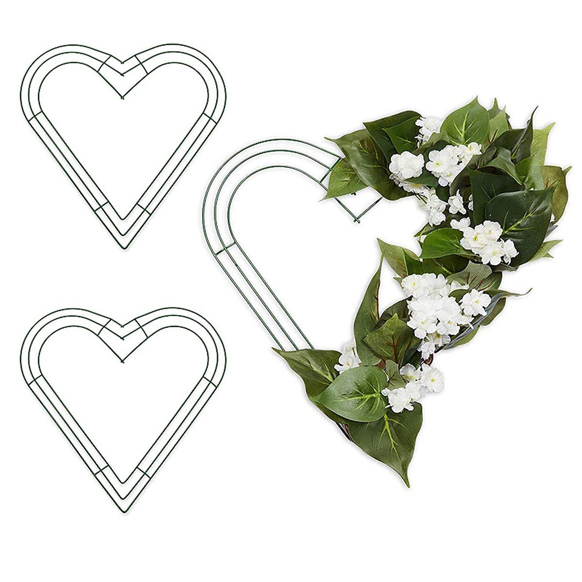 Set van 2 kerstkransringen, 14 inch en 16 inch metalen kransframe, groot groen rond draadkransframe voor het maken van kerstkransen voor het maken van ringen basis, home deco benodigdheden