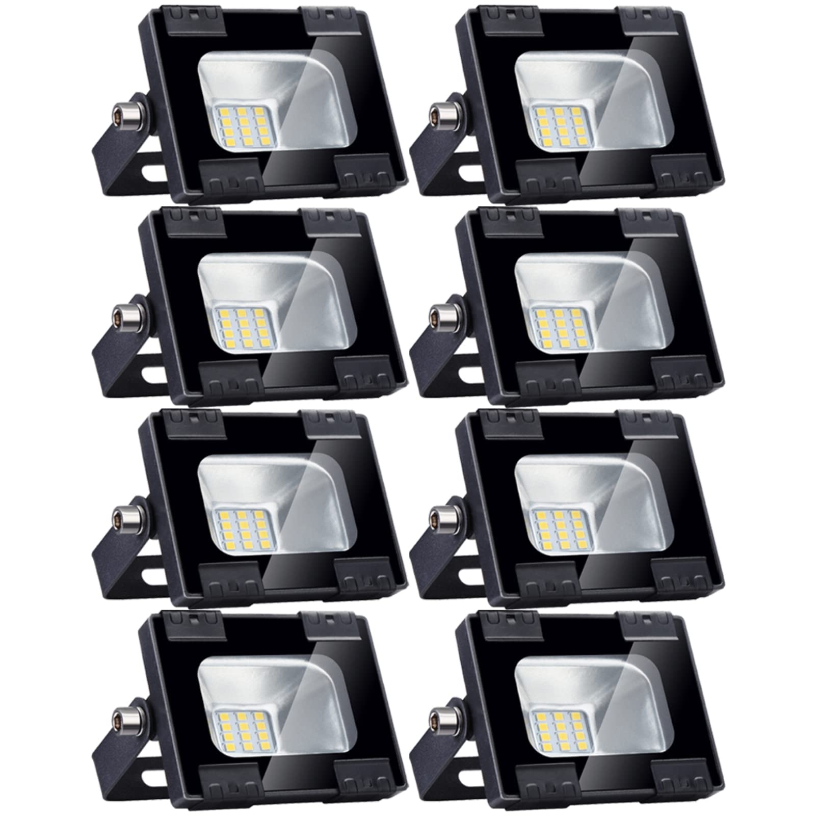 10W LED Flood Lights Outside, 800Lm LED Spot Light 3200K Warm White Security Lighting IP65 Waterproof Garden Wall Lamp for Warehouse Playground Backyard Yard, 8 Pack