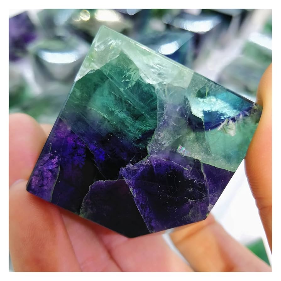 Amazon.co.jp: ナチュラルレインボー蛍石クリスタル七面体