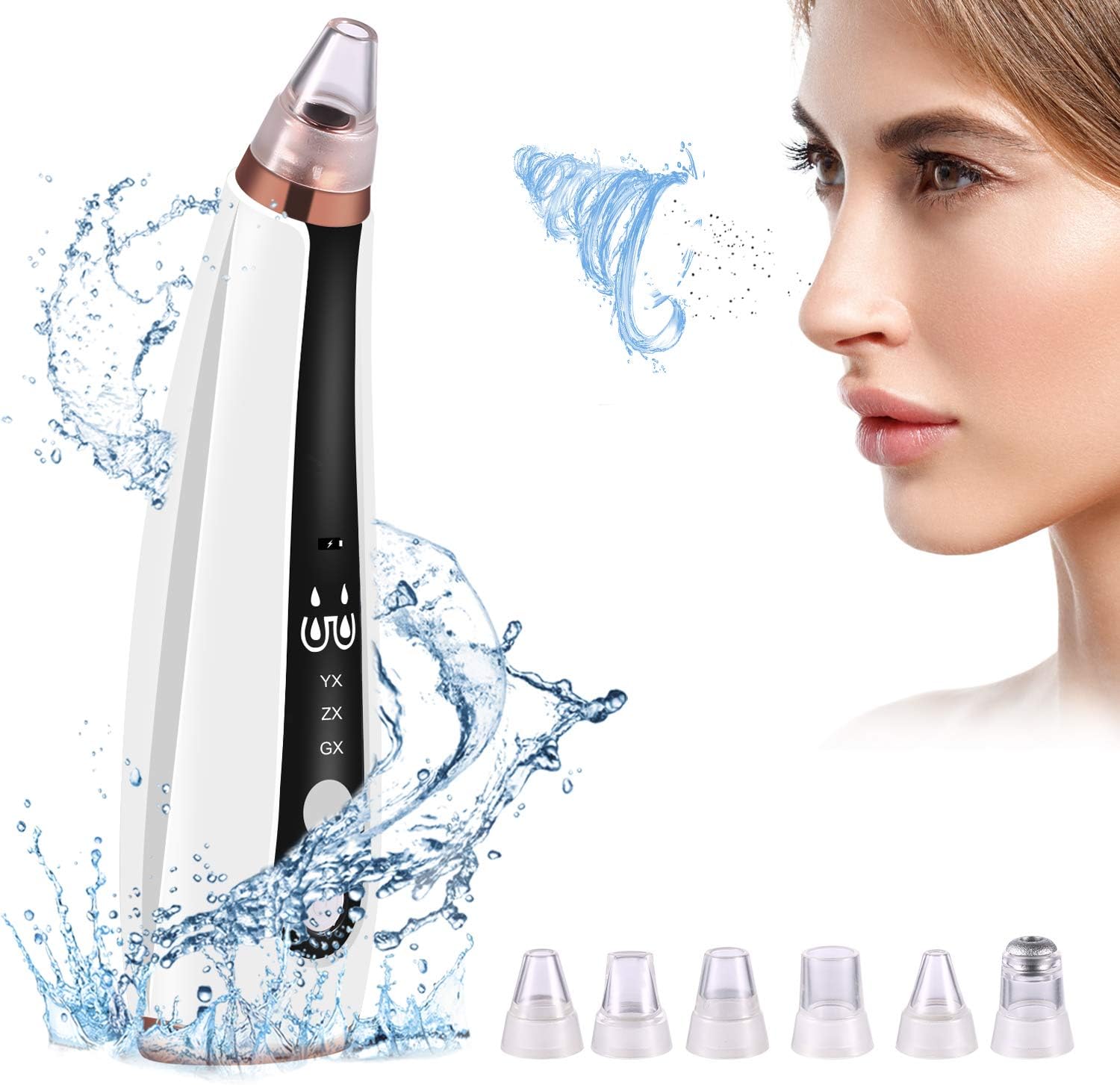 Blackhead Remover Vacuum, Pore Vacuum Cleaner Electric, Facial Pore Cleaner with 6 Changeable Functional Probes Meirenda USB Rechargeable Pore Cleanser Blackhead Extractor Tool for Men &Women