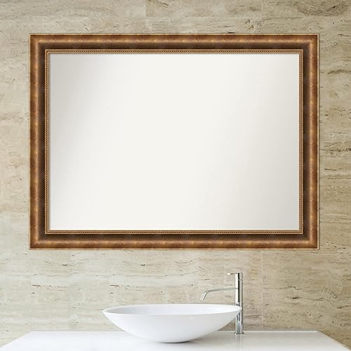 Miniatura 5 de Amanti Art Wood Bathroom Mirror, Manhattan Bronze Wall Mirror for use as Bathroom Vanity Mirror Over Sink (32.5 x 43.5 in.) Non-Beveled Mirror,