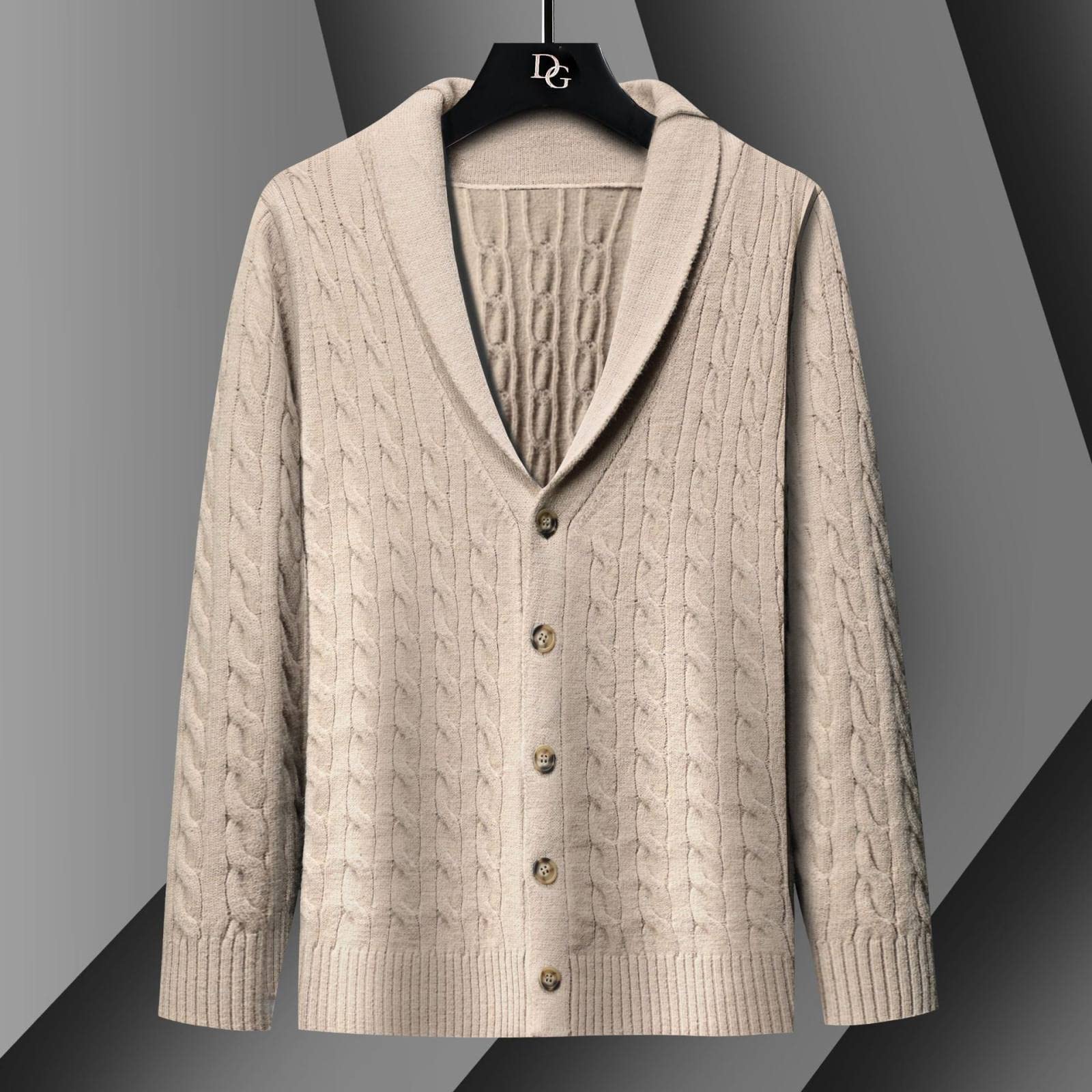 Jesienny Męski Kardigan Z Dzianiny Sweter Kurtka - Fashion Casual Swetry Z Dekoltem W Serek Swetry Rozpinane Płaszcz Zimowy, Męskie Luźne Otwarte Przednie Długie Rękawy Zapinane Na Guziki Dzian