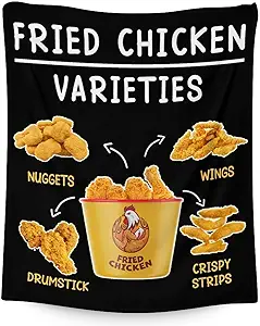 Mercuryelf Chicken Nugget Blanket - Soft, Fuzzy & Warm - 60x80 Inches Flannel Throw Blankets for Bed, Couch - Black Novelty Throws Gift for Adults