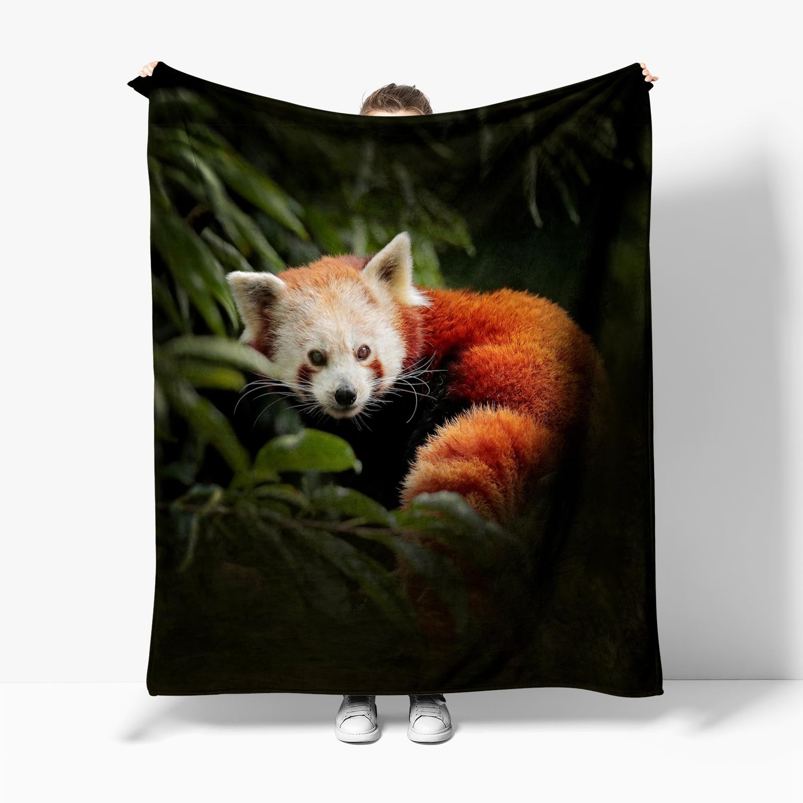 Plaid Couverture Polaire Panda Roux Animal 180x200 cm Couverture Polaire en Microfibre Douce, Couverture en Peluche Chaude et Confortable pour Canapé ou Lit