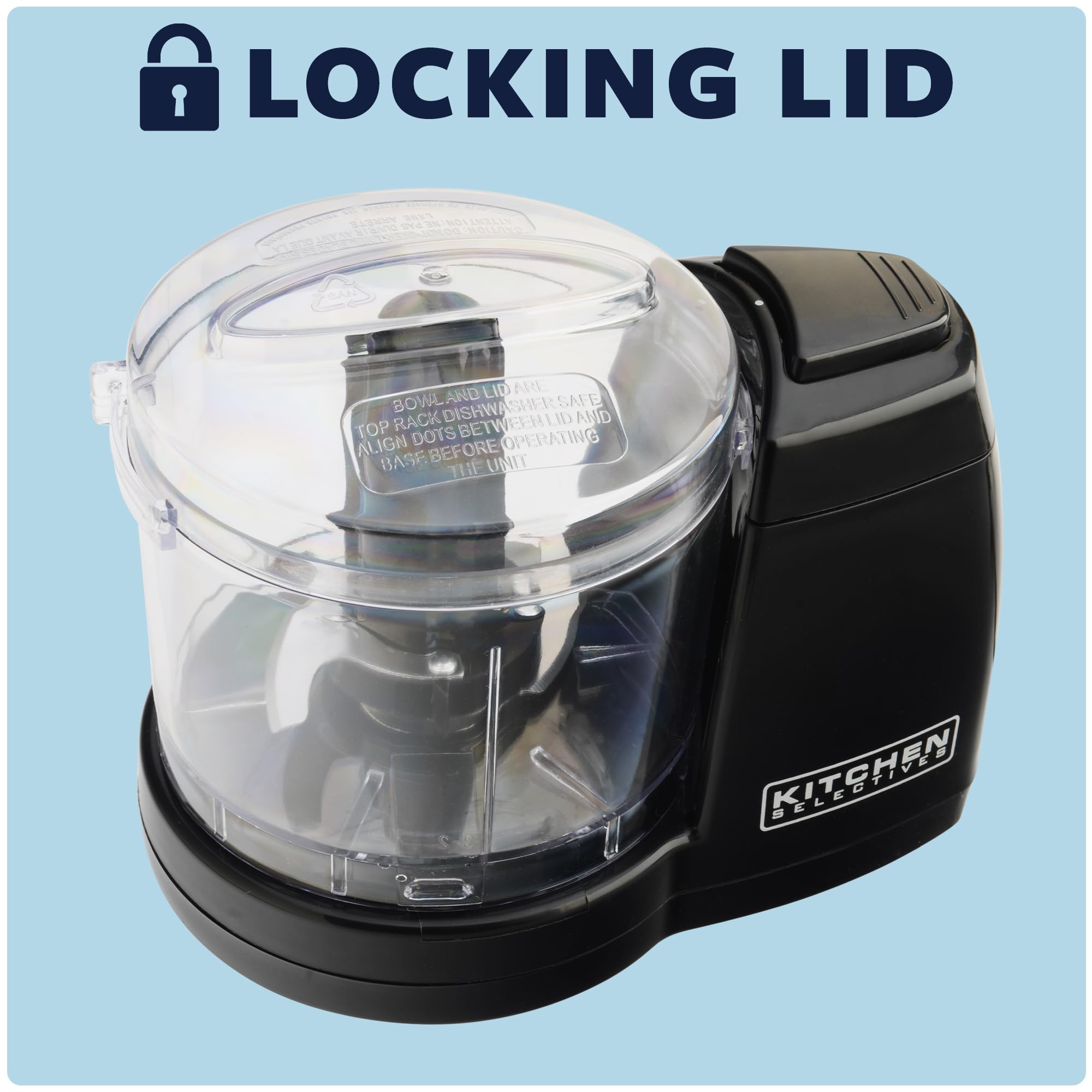 Mini picadora de Select Brands - Mini picadora eléctrica de alimentos para electrodomésticos de cocina - Cuenta con piezas aptas para lavavajillas - Picadoras, picadoras y dados - 5