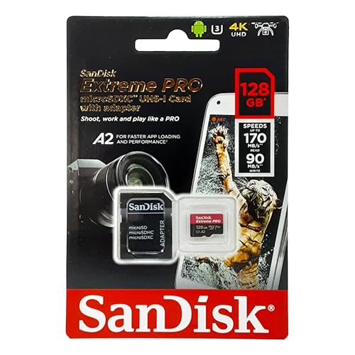 SanDisk Extreme Pro SDXC UHS-I U3 A2 V30 128GB + Adaptador, SDSQXCY-128G-GN6MA